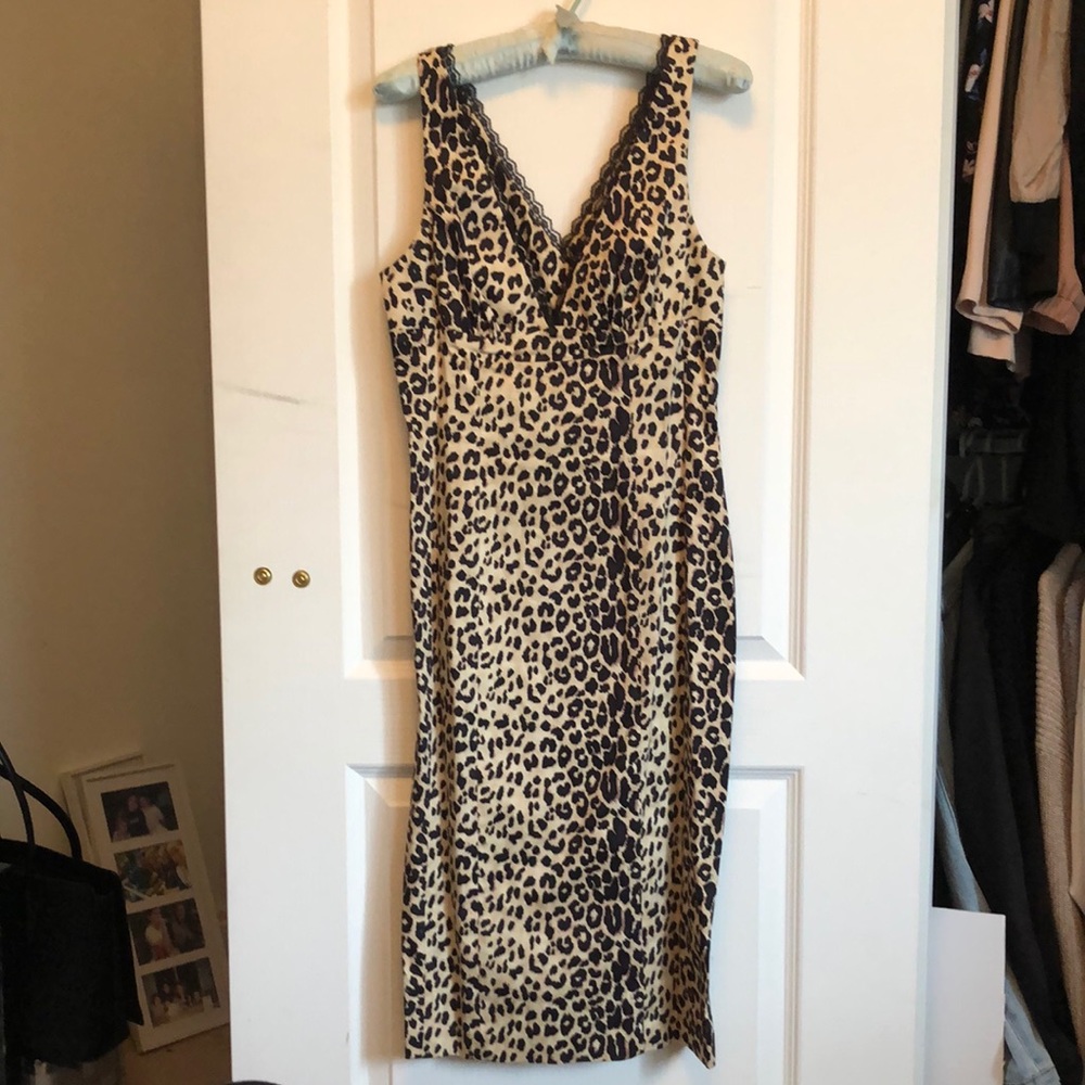 VINTAGE Bebe Leopard Dress - Made in USA